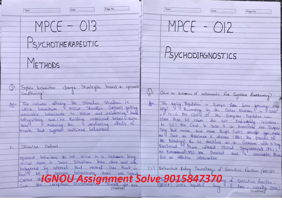 Find The Best Online IGNOU handwritten assignment